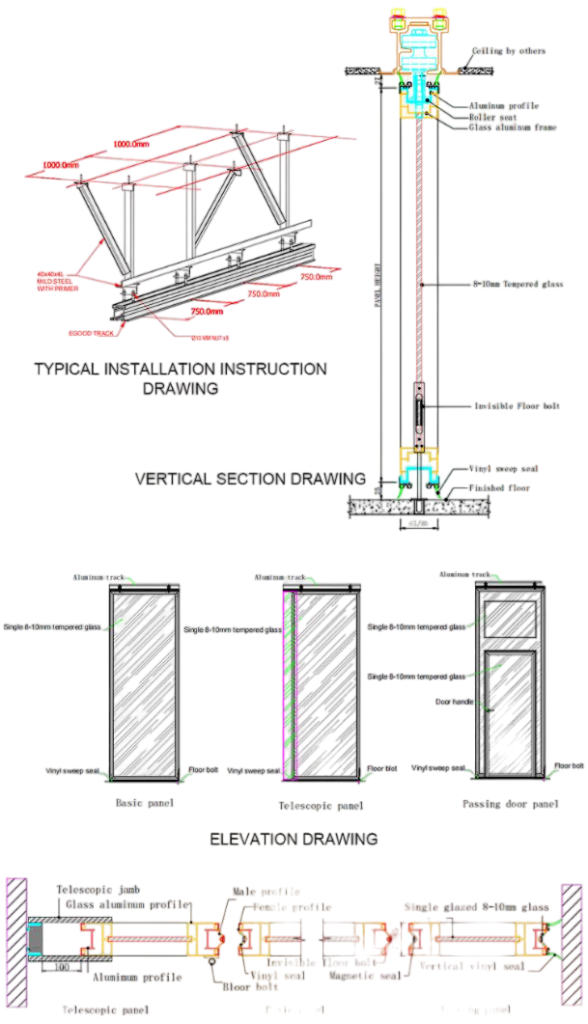 technical products section installation drawing